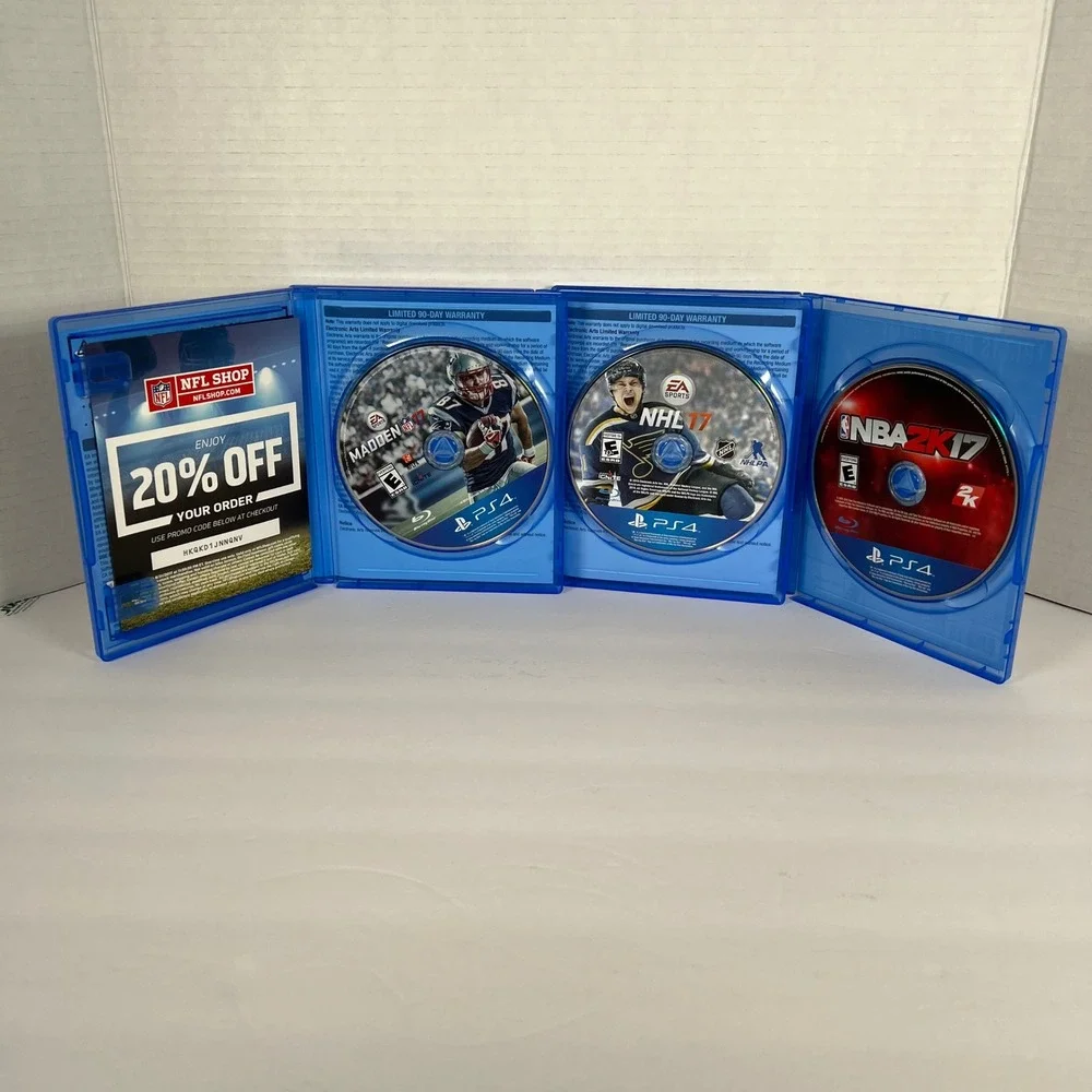 PS4 Sports Bundle Madden NFL 17 NHL 17‎ NBA 2K17 PlayStation 4 Games Lot